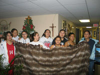 St. Joseph's high school girls made a fleece blanket.