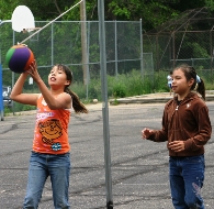 Lakota (Sioux) students play outside as much as the weather allows