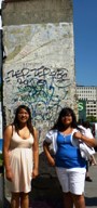 Erin and Danisha, St. Joseph’s students, stand by a remnant of the Berlin Wall. 