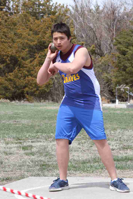Anthony gets ready to throw the shot put