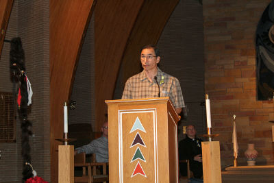 Marcel speaks at St. Joseph's eigth grade graduation.