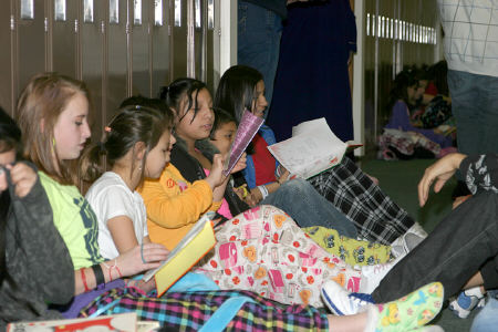 Lakota students wear their pajamas to school for Read Across America Day.