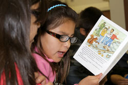 Students read books in support of Native American Day.