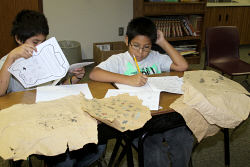 Lakota students working on an art project.