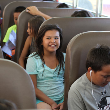 Lakota students exiting the bus.