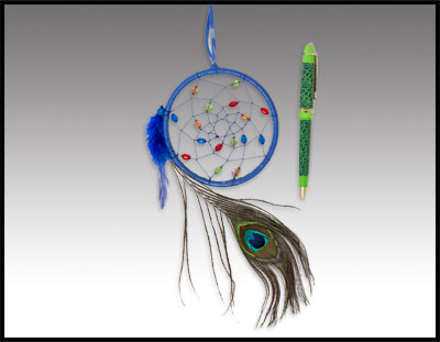 NEW IN PACKAGE JOSEPH'S INDIAN SCHOOL BROWN 3 3/4"DREAM CATCHER w/FEATHERS ST 